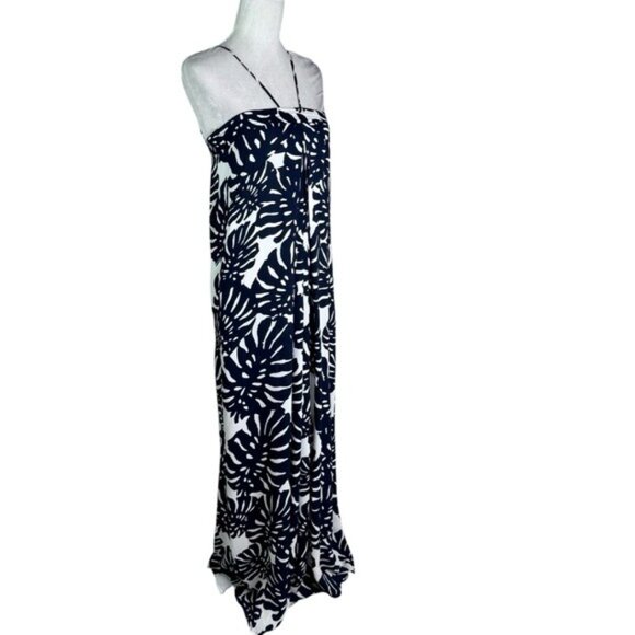 Karina Grimaldi Lotus Maxi Dress in Navy Palm Print Size XS - Picture 2 of 11